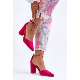 Décolleté In Camoscio Con Zirconi Fucsia Diamante rosa 1