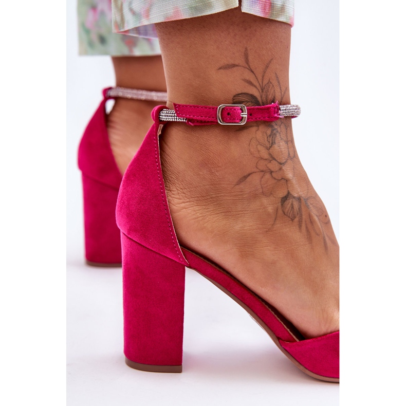 Décolleté In Camoscio Con Zirconi Fucsia Diamante rosa 2