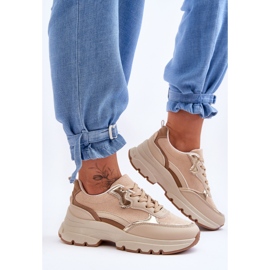 FG2 Icone di scarpe sportive tacco piatto piattaforma beige 2