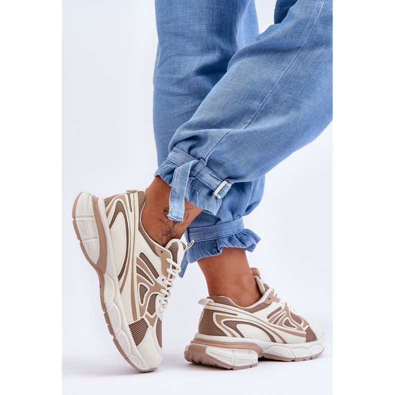 FG2 Scarpe Sportive Stringate Donna Beige Emare 2