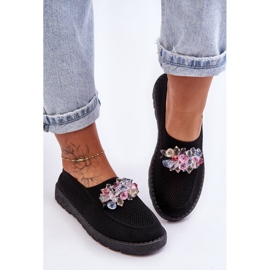 PM1 Sneakers Slip-on Da Donna Con Pietre Nere Semplice nero 2