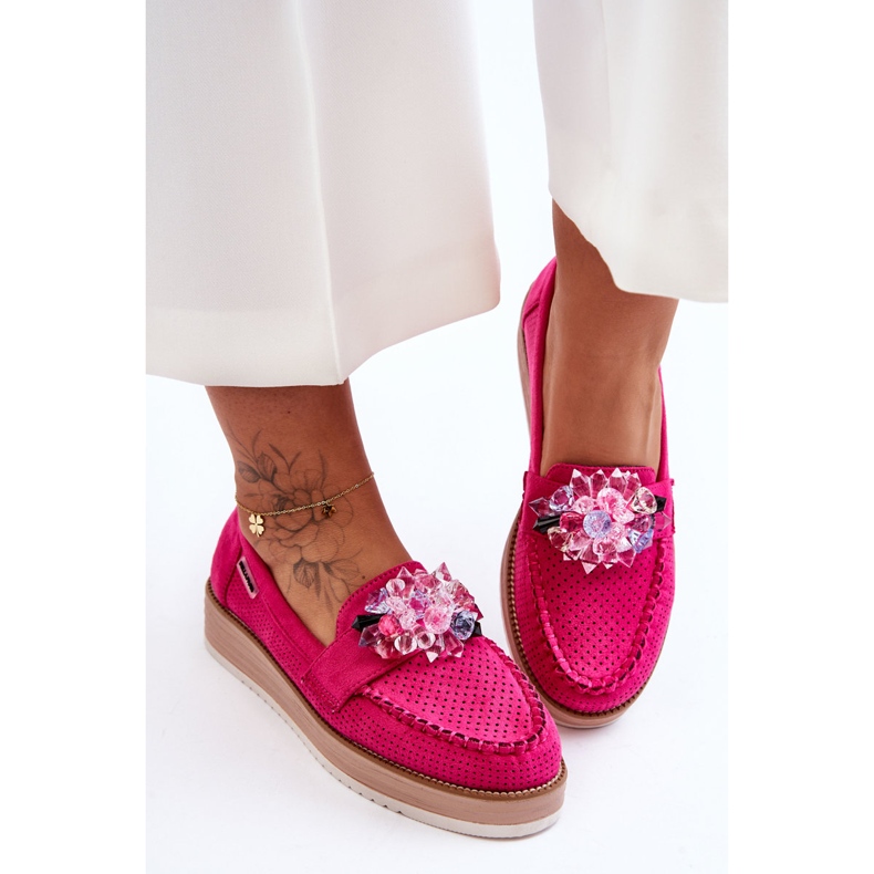 PM1 Mocassini Platform Donna Con Pietre Fucsia Elonore rosa 1