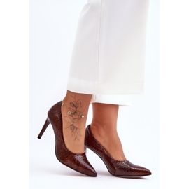 Tacchi alti in pelle alla moda Lewski Shoes 2659 Brown marrone 1