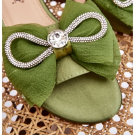 Seastar Infradito da donna con fiocco e zirconi, verdi verde 8