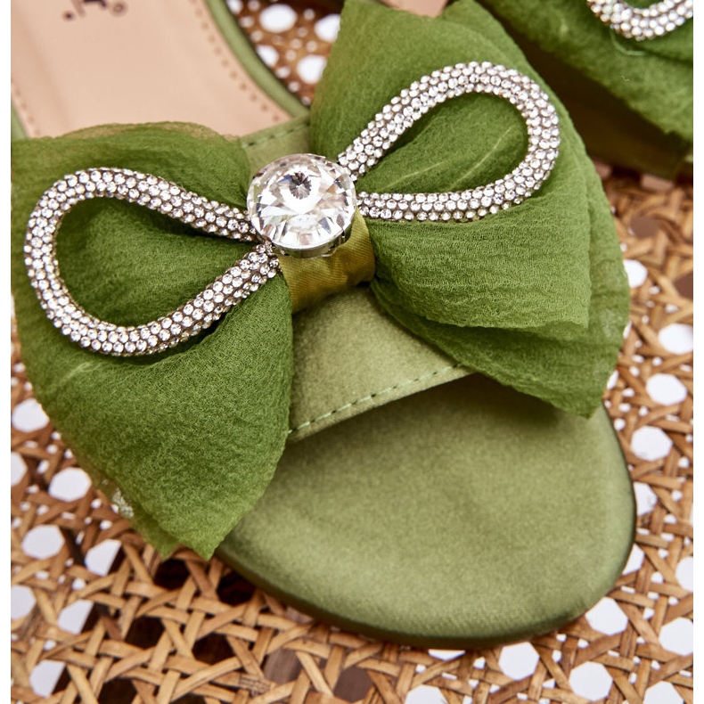 Seastar Infradito da donna con fiocco e zirconi, verdi verde 8