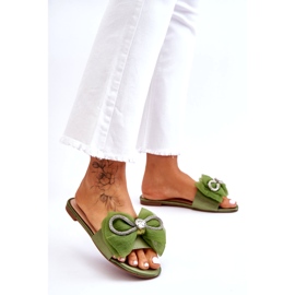 Seastar Infradito da donna con fiocco e zirconi, verdi verde 3