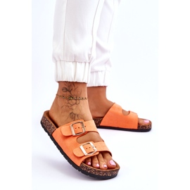 Infradito slip-on da donna con suola in sughero, arancione arancia 3