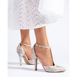 Décolleté Shelovet argento con tacco alto d'argento 1