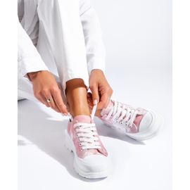 Sneaker Shelovet rosa con plateau 1