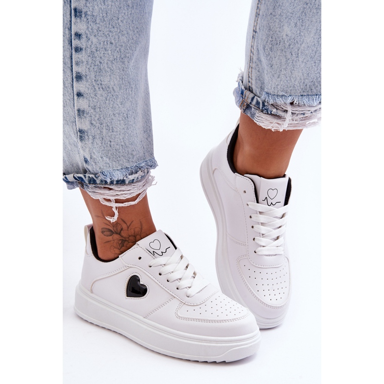 FJ1 Scarpe sportive classiche con cuore in bianco e nero Amore 1