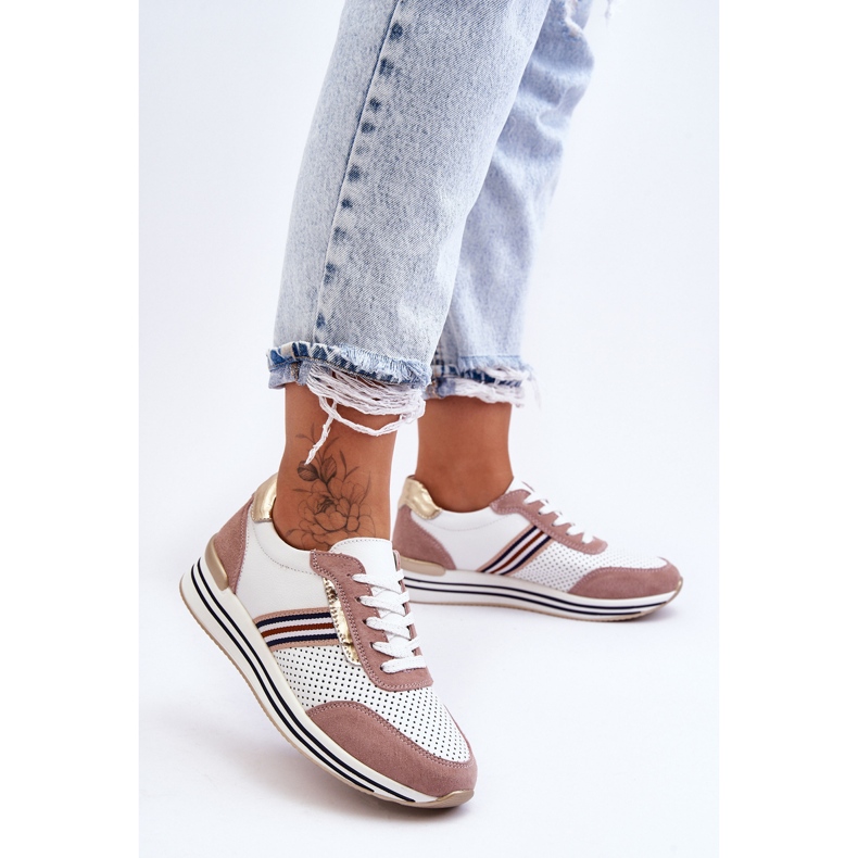 Scarpe Sportive in Pelle S.Barski AL21575 Bianche e Rosa bianco 1
