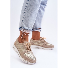 Scarpe Sportive In Pelle Con Traforo S.Barski AL22246 Oro d'oro 1