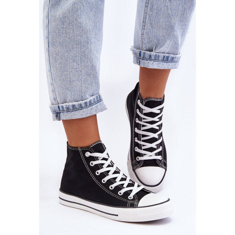 FR1 Sneakers alte classiche da donna nere e bianche Remos nero 1