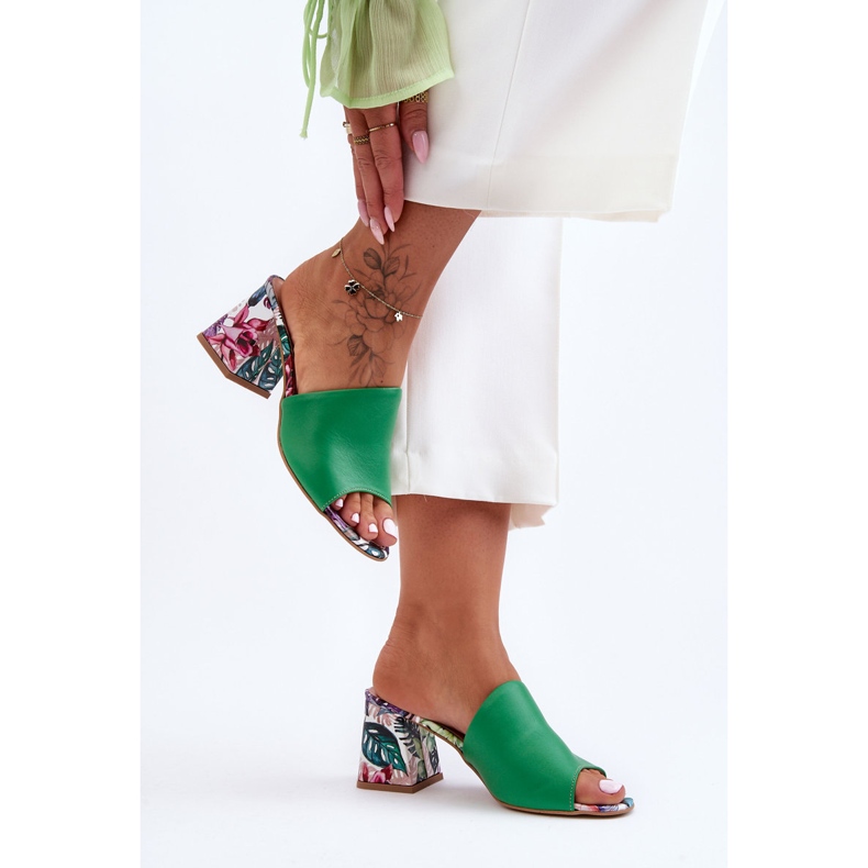 Lewski Shoes Scarpe Leski con tacco alto in pelle da donna 3209/K Verde 1