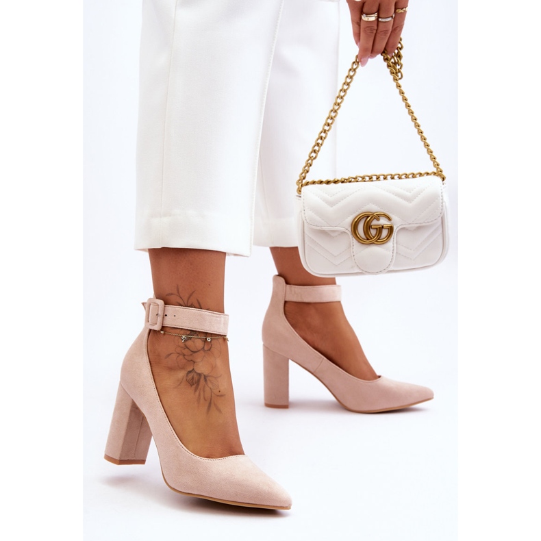 Décolleté Eleganti in Pelle Scamosciata Beige Gloria 1