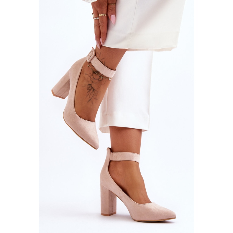Décolleté Eleganti in Pelle Scamosciata Beige Gloria 2