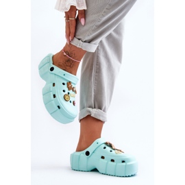 Ciabatte In Schiuma Da Donna Crocs Con Abbellimenti Verde Marlett 1