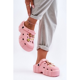 Ciabatte Donna In Schiuma Crocs Con Ornamenti Rosa Marlett 2