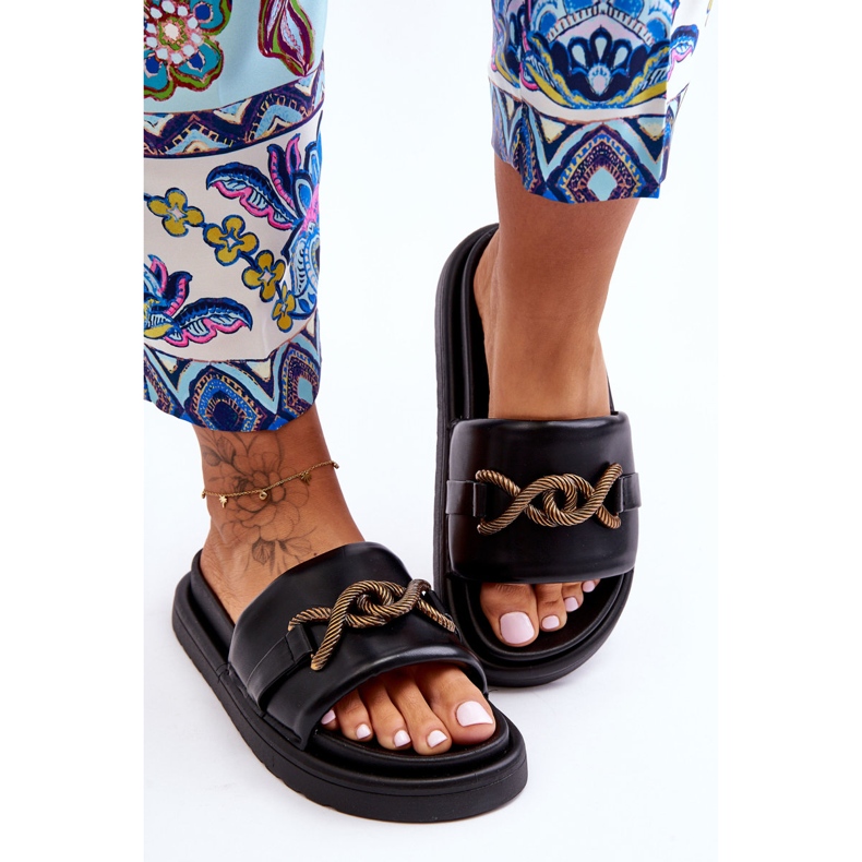 Sandali Donna Con Decoro Nero Verso 2