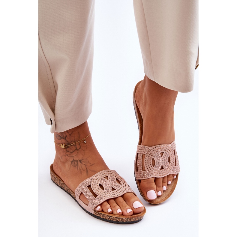 Pantofole da donna con borchie rosa Evelins 1