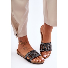 Pantofole da donna con borchie Evelins nere nero 2