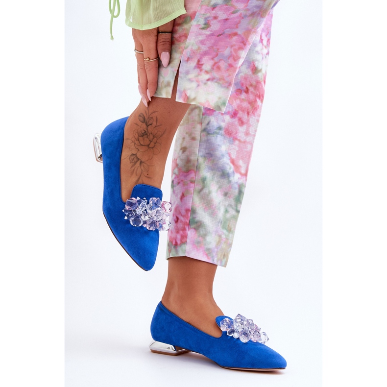 PS1 Mocassini con tacco piatto impreziositi da donna Blu Sloane 2