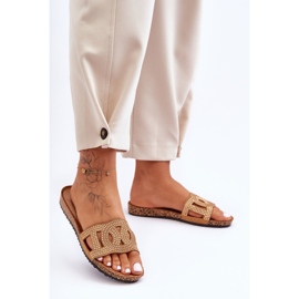 Ciabatte da donna con borchie marroni Evelins marrone 2