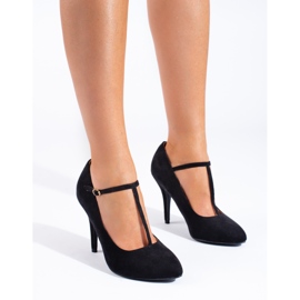 Décolleté con tacco in camoscio nero di Shelovet 1