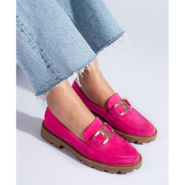 Francesina in camoscio con catena Shelovet fucsia rosa 1