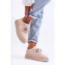 PS1 Scarpe sportive slip-on alla moda con decorazione beige Desire 2