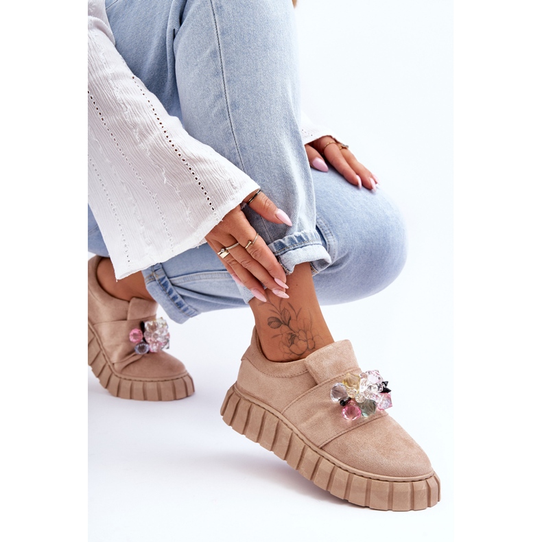 PS1 Scarpe Sportive Slip-On Alla Moda Con Decorazione Dark Beige Desire 1