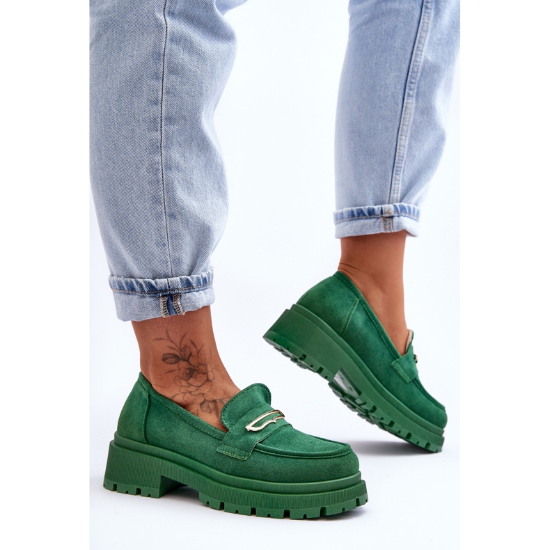 PS1 Mocassini Slip-on in pelle scamosciata da donna Verde Pure Love 1