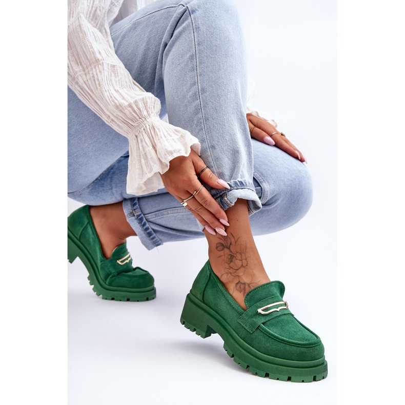 PS1 Mocassini Slip-on in pelle scamosciata da donna Verde Pure Love 2