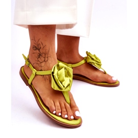 STEPHAN Sandali infradito da donna in tessuto rosa lime verde 2