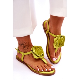 STEPHAN Sandali infradito da donna in tessuto rosa lime verde 3