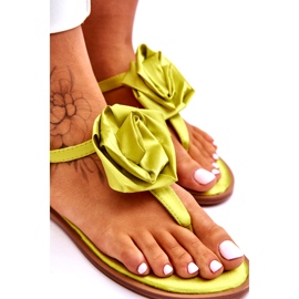 STEPHAN Sandali infradito da donna in tessuto rosa lime verde 5