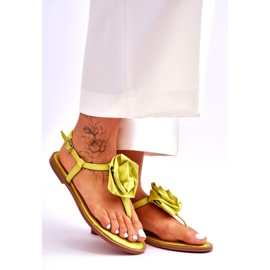 STEPHAN Sandali infradito da donna in tessuto rosa lime verde 6