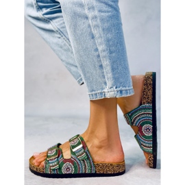 Seastar Pantofole in sughero con perline di Adaora Green verde 2