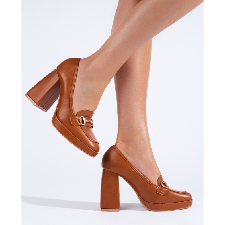 Décolleté marroni con tacco largo di Shelovet marrone 1