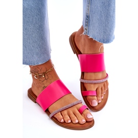 Flip -flip da donna con una striscia fucsia decorativa rosa 4