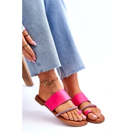 Flip -flip da donna con una striscia fucsia decorativa rosa 6