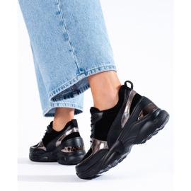 Sneakers da donna in pelle nera Shelovet nero 2