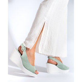 Sandalo con zeppa verde Shelovet da donna 2