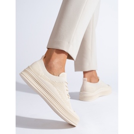 Sneakers da donna in tessuto Shelovet beige 1