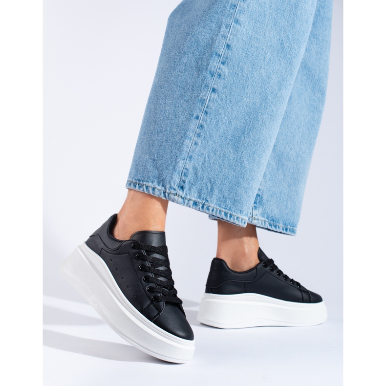 Shelovet scarpe sportive da donna nere bianco 1
