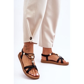 PG1 Sandali Donna Glitter Decorati Nero Midol 2