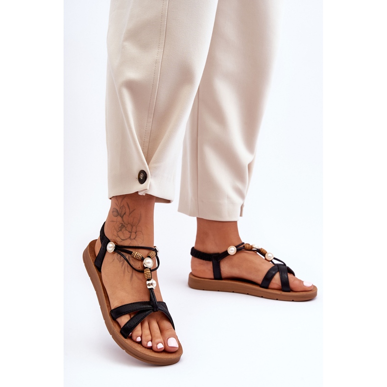 PG1 Sandali Donna Glitter Decorati Nero Midol 2