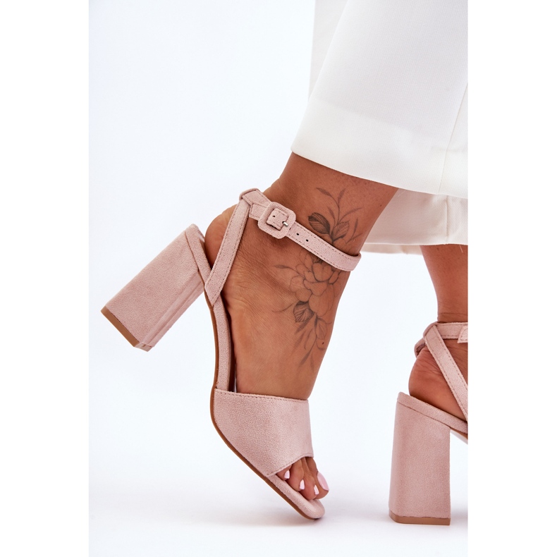 Sandali con tacco alto in pelle scamosciata Harriet color carne rosa 2