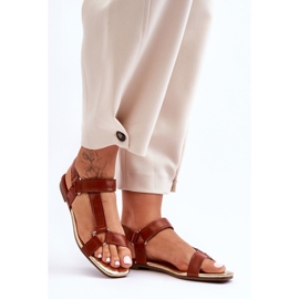 Sandali piatti con velcro da donna Camel Lissa marrone 1