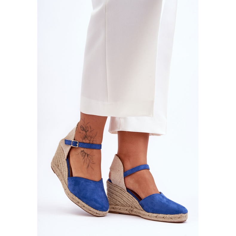 PG1 Sandali Con Zeppa In Pelle Scamosciata Blu Selfoss 1